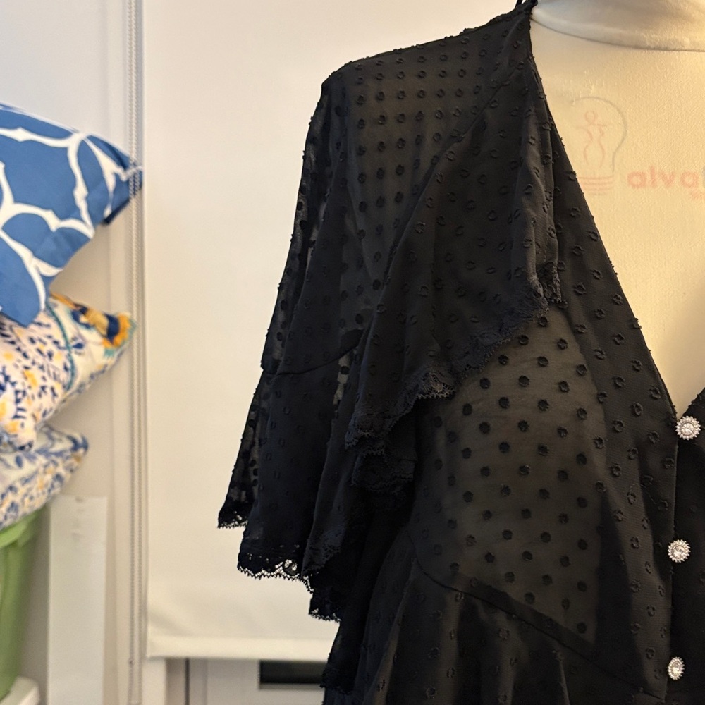 Zara Black Sheer Layered Blouse - Picture 6 of 14